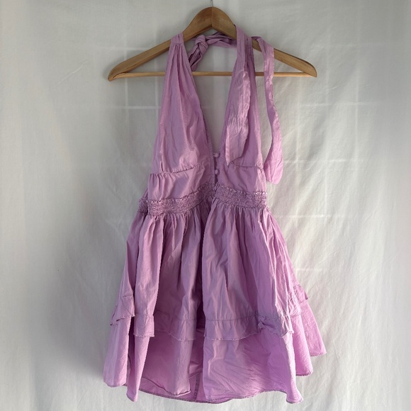 NWT Free People Sail away tunic  tiered ruffle dress lilac purple small - Picture 3 of 15
